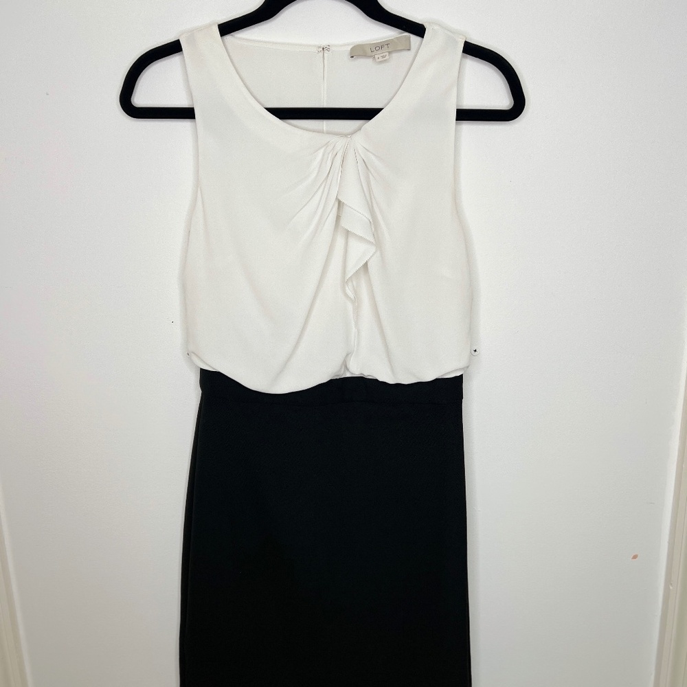 Ann Taylor Loft Sleeveless White & Black Dress – Size 0